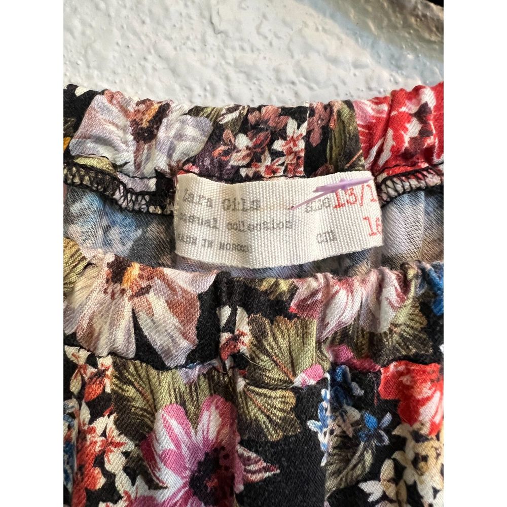 Zara Girls Floral Dress Ruffle Tie Long Sleeve Size 13/14 a183 - Picture 3 of 3